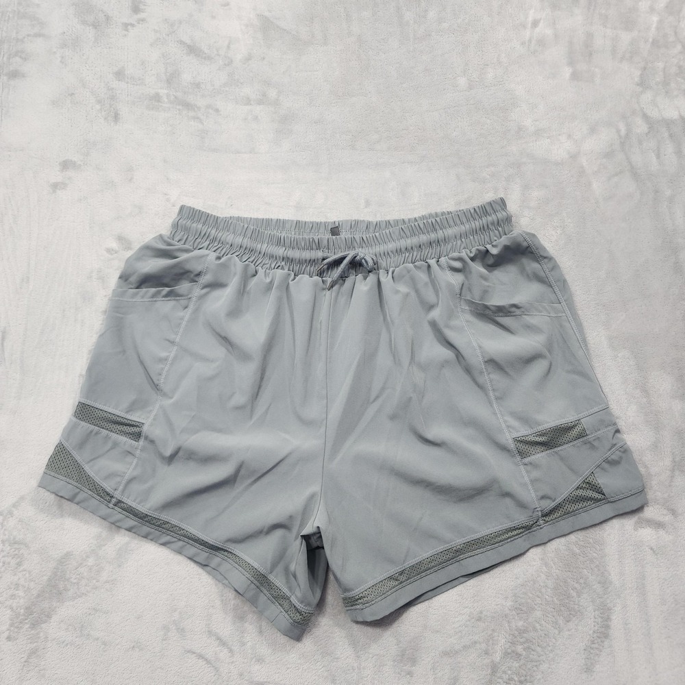 O To S Shorts‎ Womens 1X Gray Lined Running Athletic Pockets Workout Gym Casual